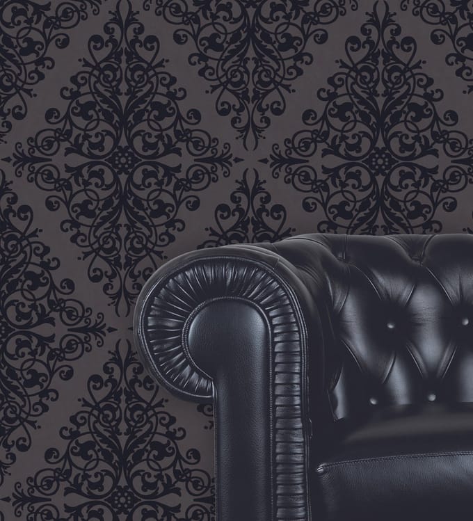 Dutch Wallcoverings Schuimvinylbehang ornament - Zwart