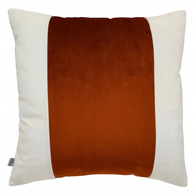 Decoratieve kussensloop 50x50 cm, velours, koperbruin/crème