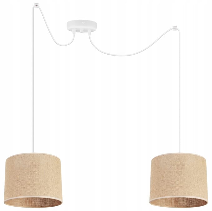 Light Home SPIDER JUTA - Hanglamp 2-Lichts - Stoffen Kap Ø20 cm - Beige - E27