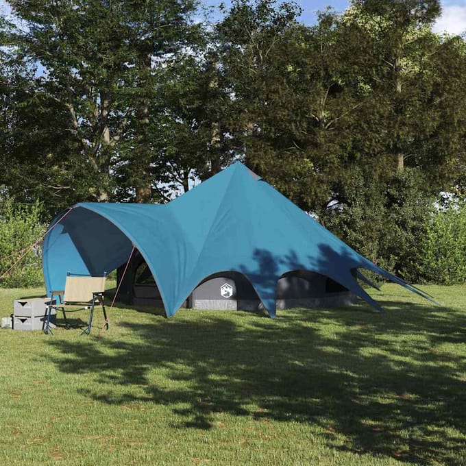 vidaXL - Teepee - Tent - voor - 5 - Personen - 5-persoons - Blauw - en - Grijs