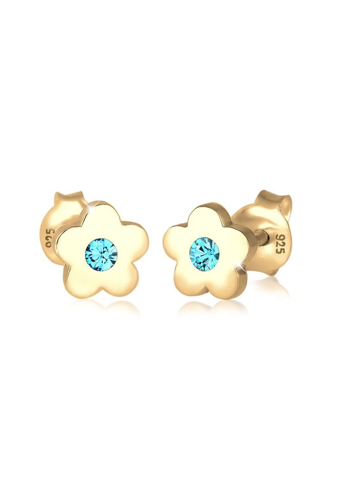 Elli Oorbellen Kinderen Bloem Basic Swarovski® Kristallen 925 Sterling Zilver