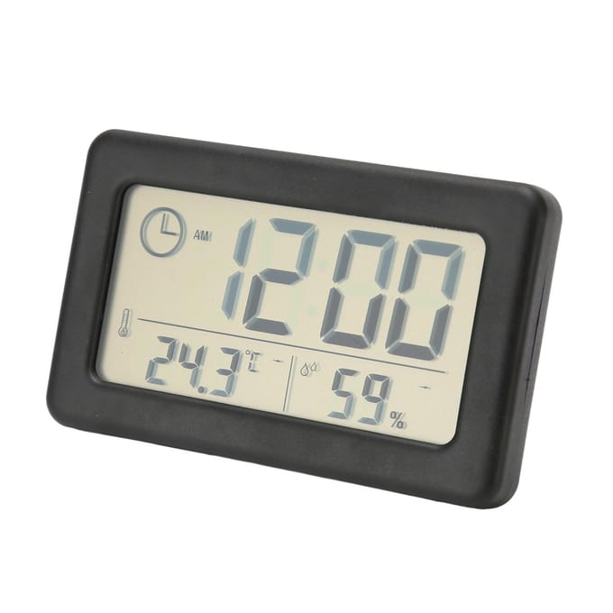Digitale klok met temperatuur- en vochtigheidsweergave Draagbare temperatuur- en vochtigheidsklok met beige
