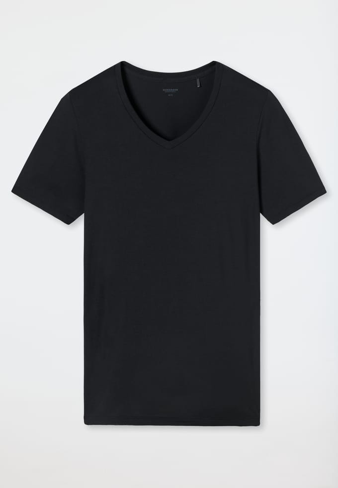 Shirt met korte mouwen en v-hals, zwart - premium modaal 4