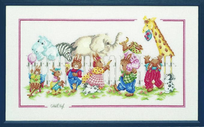 borduurpakket 15528 christl vogl, "in de dierentuin" (collectors item!)
