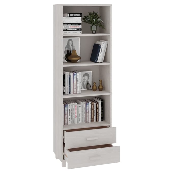 vidaXL - Hoge - kast - HAMAR - 60x35x180 - cm - massief - grenenhout - wit
