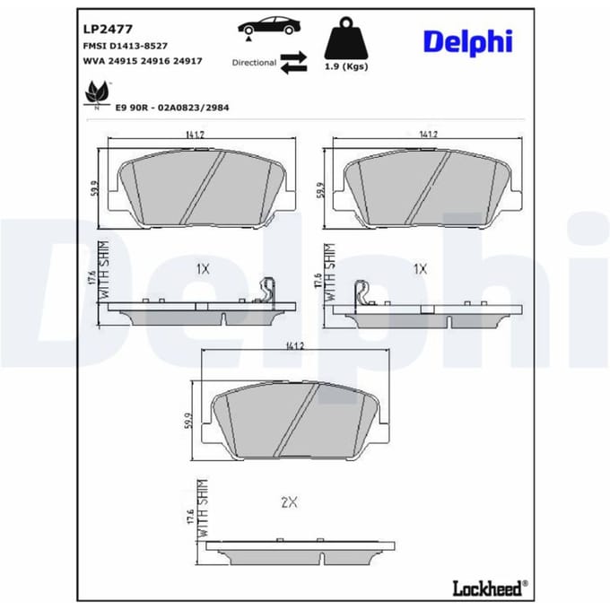 Remblokset DELPHI LP2477, voor