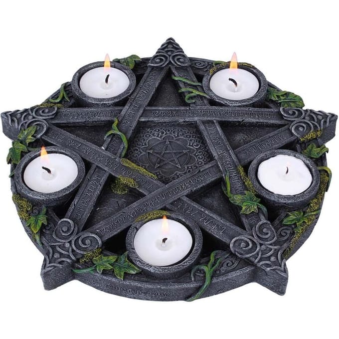 Nemesis Now - Gothic Waxinelichthouder - Wiccan Pentagram Tealight Holder - voor Geen - standaard