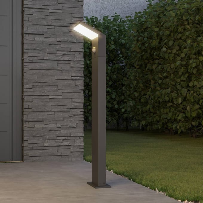 Arcchio - Padverlichting, zuillampen - 1licht - aluminium, polycarbonaat - H: 100 cm - donkergrijs, wit - Inclusief lichtbron