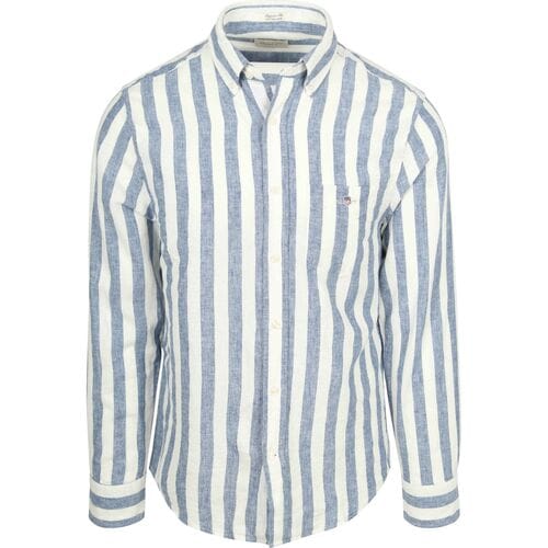 Gant Cotton Linen Overhemd Streep Blauw - Maat XXL - Heren - Overhemden Casual