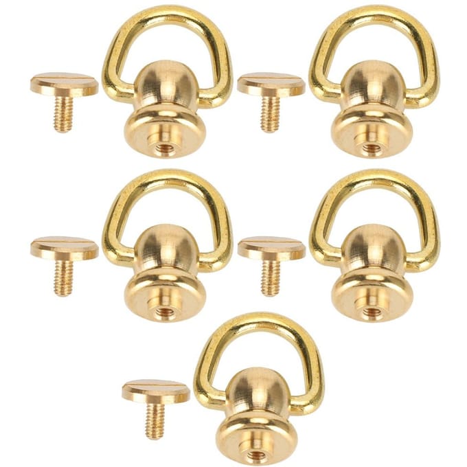 5 Sets D-ring Klinknagels Messing Nagel Chicago Stud Schroef Leerbewerking Parfum Bel Goud 10x5mm beige