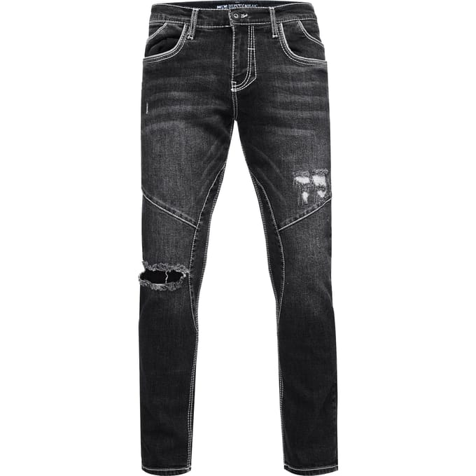 Jeansbroek "NISHO" straight fit biker katoen stretch