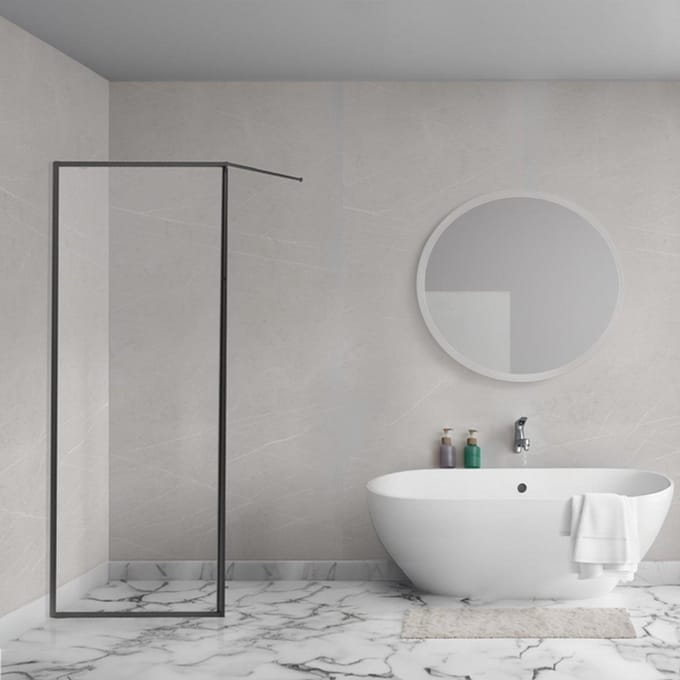 Aqua Vista Diasi inloopdouche - 60x200cm - 8mm - helder nano coating glas - frame - mat zwart