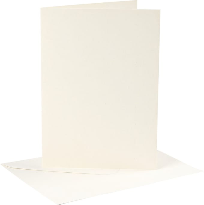 Kaarten en enveloppen, afmeting kaart 12,7x17,8 cm off-white, 4set