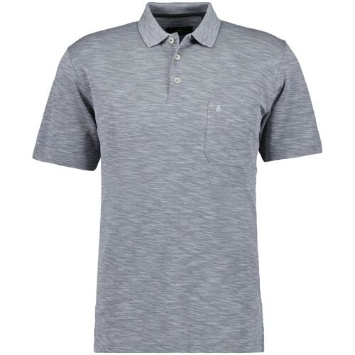 Ragman Polo Soft Knit Fine Stripe Flame Design Grijs Melange / male