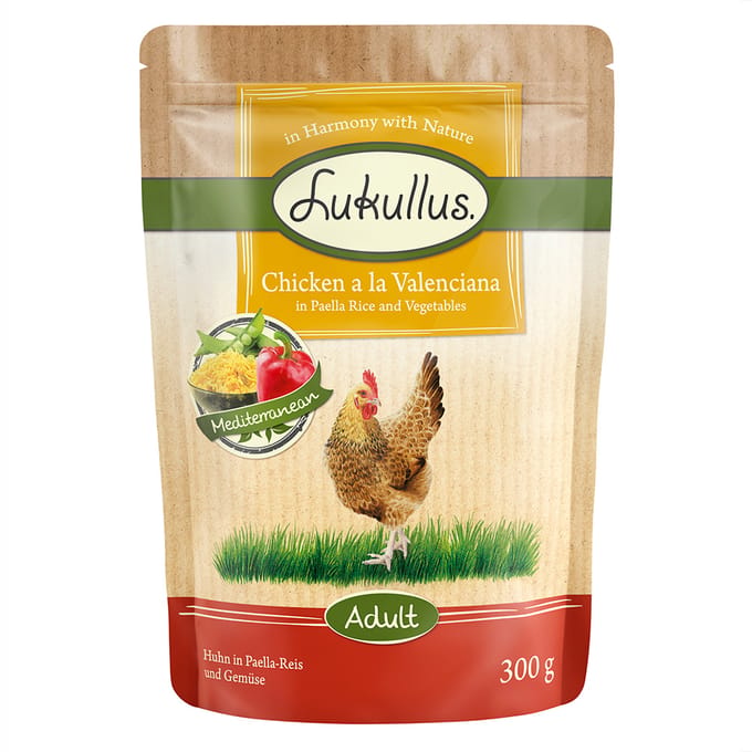 6x300 g Lukullus Honden Natvoer Valenciana Kip
