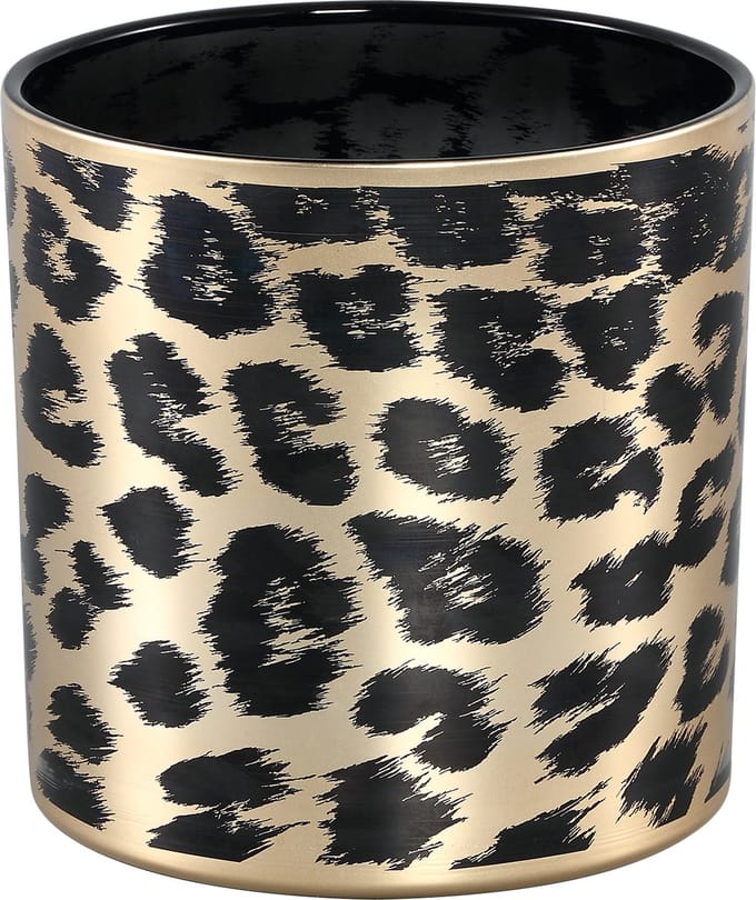 PTMD Desiree Windlicht Cheetah - H15 x Ø15 cm - Glas - Goud