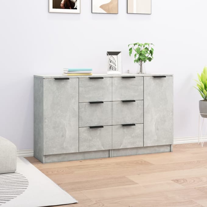 vidaXL - Dressoirs - 2 - st - 60x30x70 - cm - bewerkt - hout - betongrijs