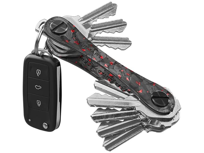KeySmart Compact Keyholder Red Forged Carbon