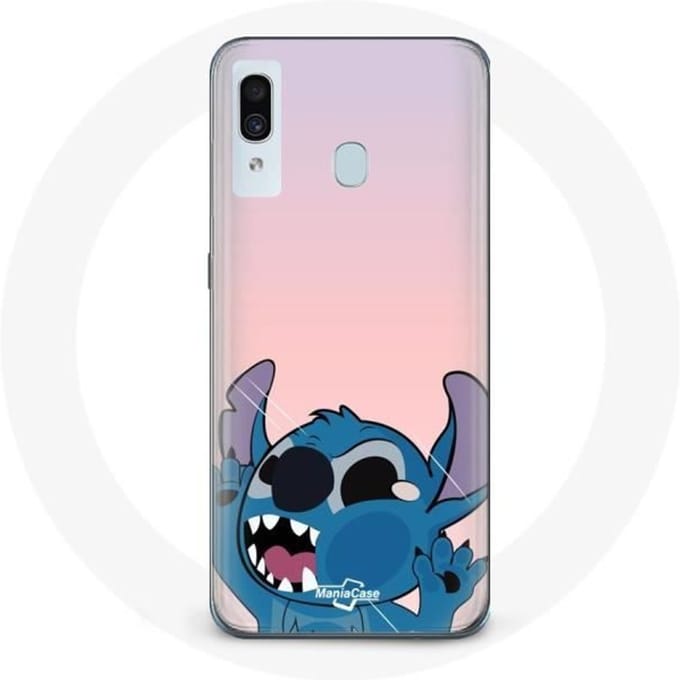 Coque - Samsung - Galaxy A20 - Souple - Rose - Stitch le Nez en l'air rose