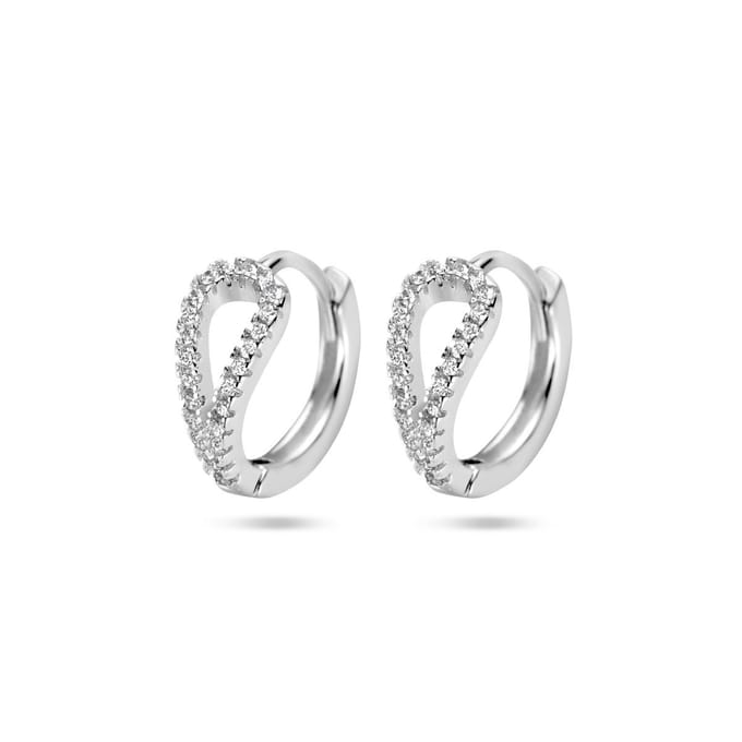 Zilver Gerhodineerd Klapoorringen Zirkonia 1336318