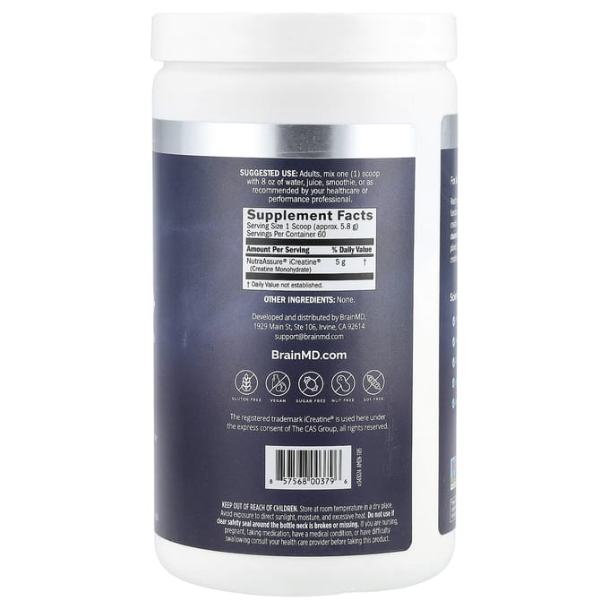 BrainMD, Smart Creatine+, Non aromatisé, 350 g (12.35 oz)