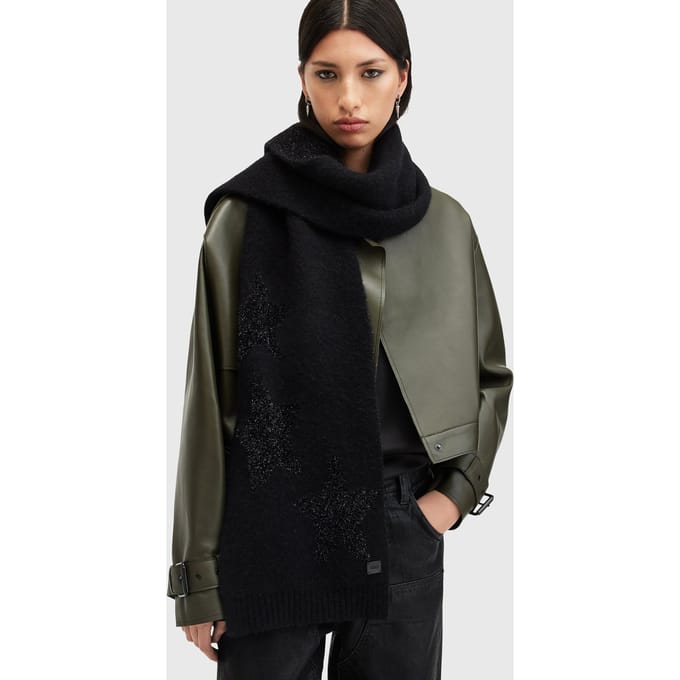 AllSaints Star Tinsel Scarf Black Taglia: OS | Sciarpe Outlet | Donna | Nero
