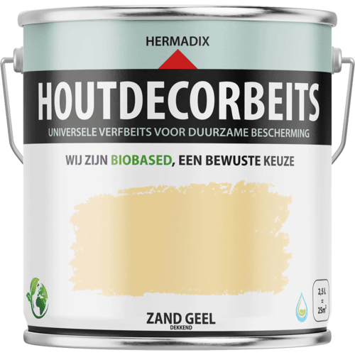 Hermadix Houtdecor Verfbeits Dekkend - 0,75 liter - 602 Zandgeel