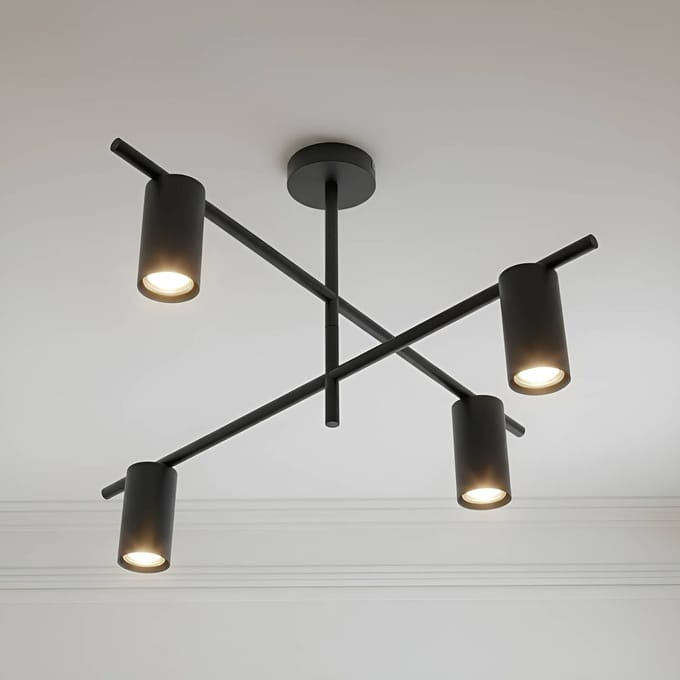 Lindby - plafondlamp - 4lichts - IJzer - H: 40 cm - GU10 - zwart