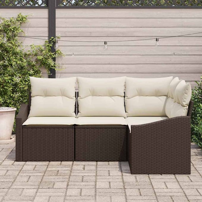 vidaXL - Tuinbank - Set - 4 - st - Bruin - en - wit - poly - rattan