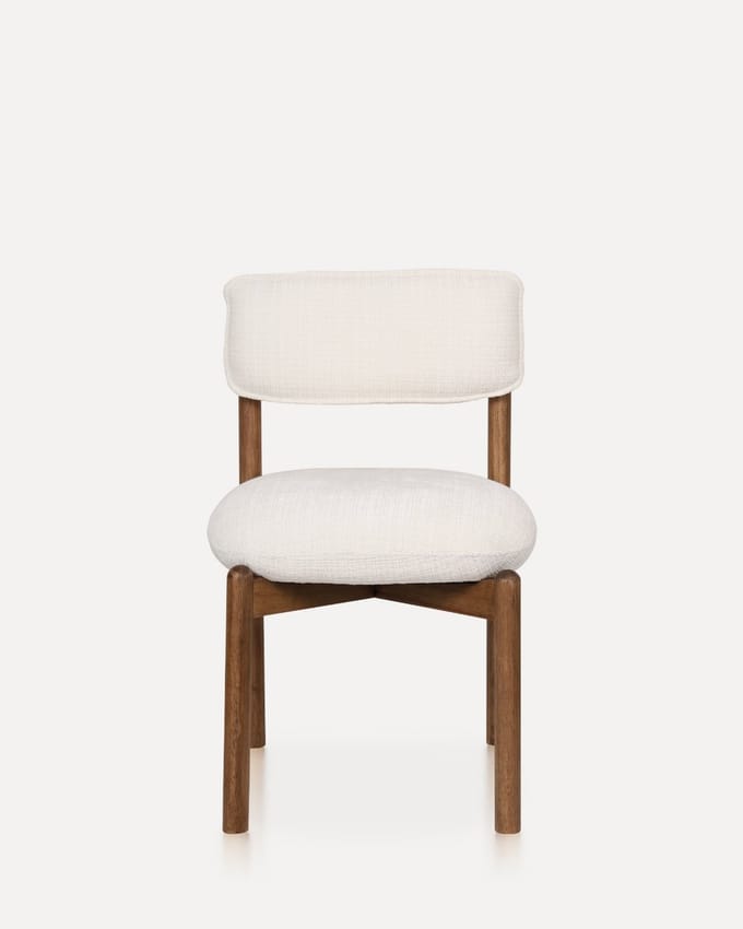 Luxe Houten Eetkamerstoel met Stoffen Zitting – Premium Comfort – SET VAN 2 -Rubberhout Frame – Scandinavisch Design- Walnut Cream