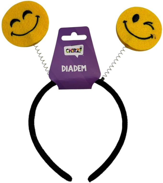 Diadeem Smiley - Geel Zwart