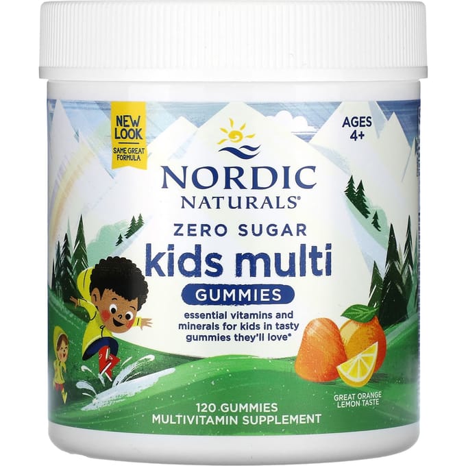 Nordic Naturals, Zero Sugar Kids Multi Gummies, Vanaf 4 jaar, Sinaasappel Citroen, 120 Gummies