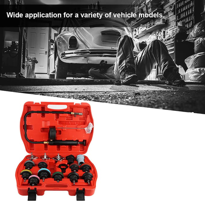 18 stuks Universele Auto Radiator Lek Tester Koelsysteem Detector Gereedschapskit black