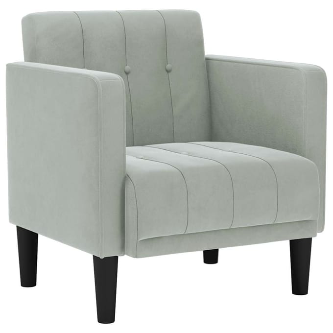 vidaXL - Fauteuil - met - armleuningen - Lichtgrijs - 53 - cm - Fluweel