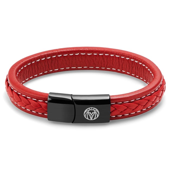 Rode Retro Leren Armband