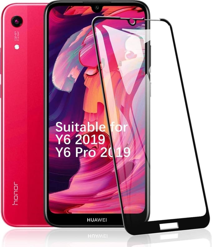 Screenprotector geschikt voor Huawei Y6 2019 Full Cover Glass Screenprotector - Zwart