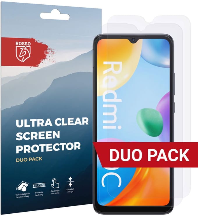 Rosso Screen Protector Ultra Clear Duo Pack Geschikt voor Xiaomi Redmi 10C | TPU Folie | Case Friendly | 2 Stuks