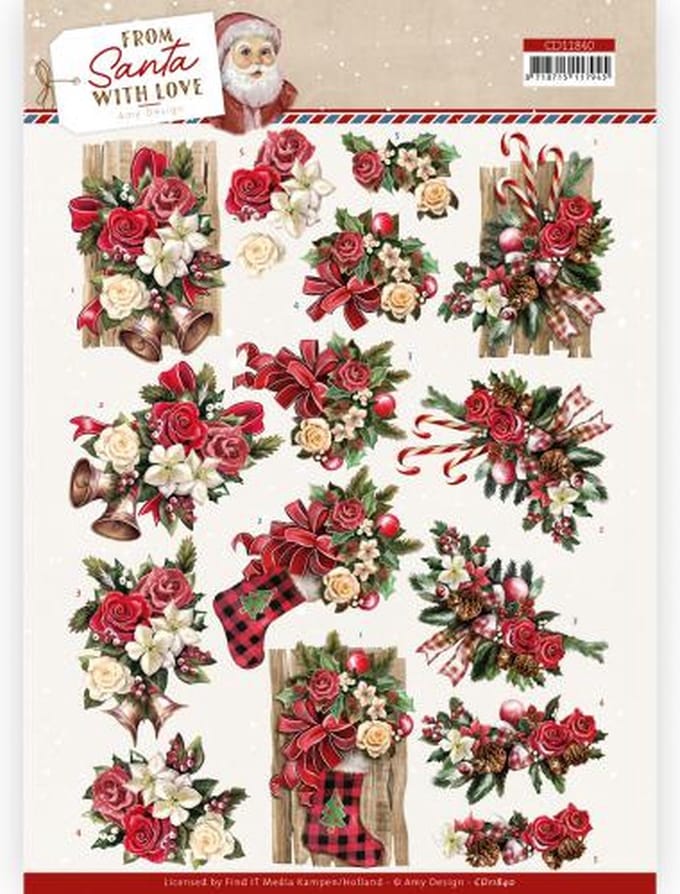 3D Cutting Sheet ( knipvel)- Amy Design - From Santa with Love - Red Bow 1 stuks