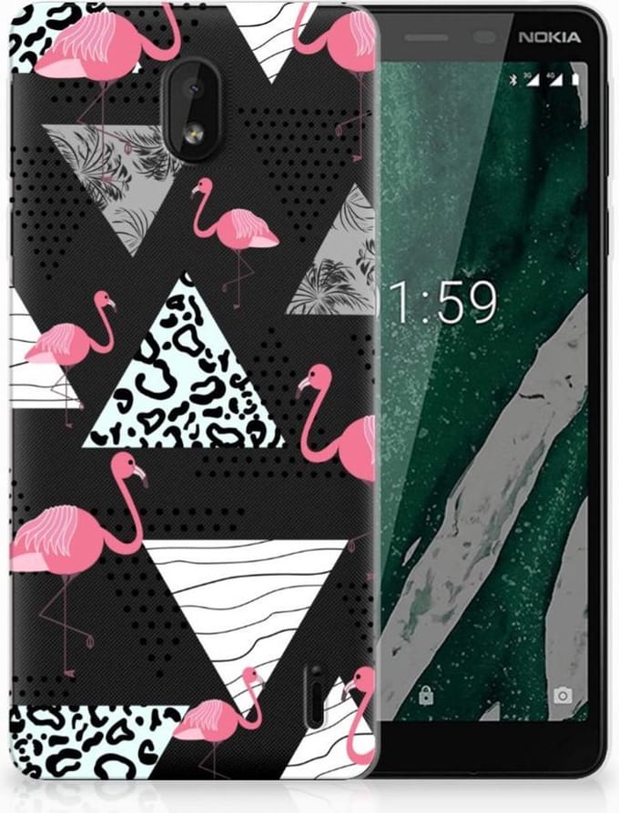 Nokia 1 Plus TPU Hoesje Flamingo Triangle