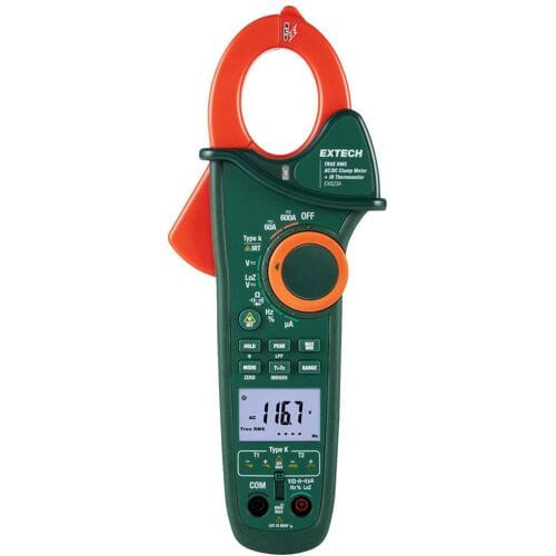 Extech EX623A Stroomtang – Digitaal – IR-thermometer – CAT III 600 V – Weergave 6000 counts