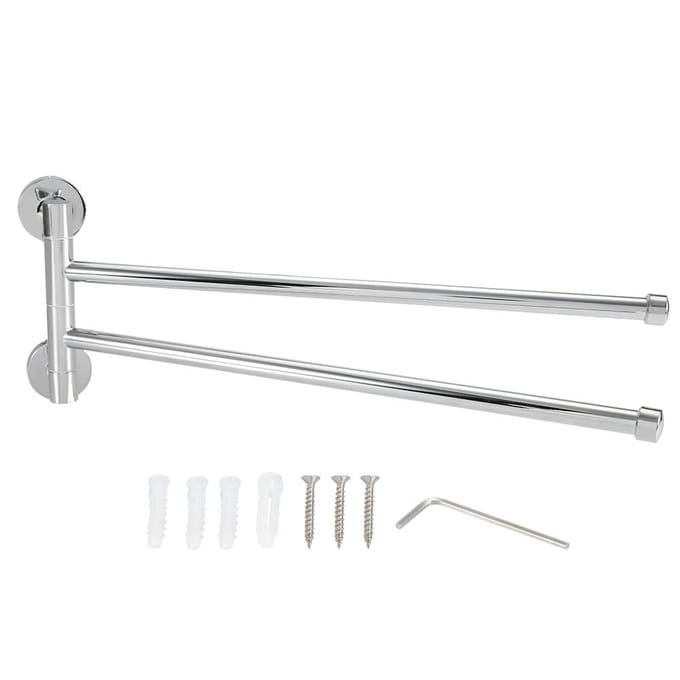 Porte-serviettes mural pivotant pour salle de bain (2 bras) white