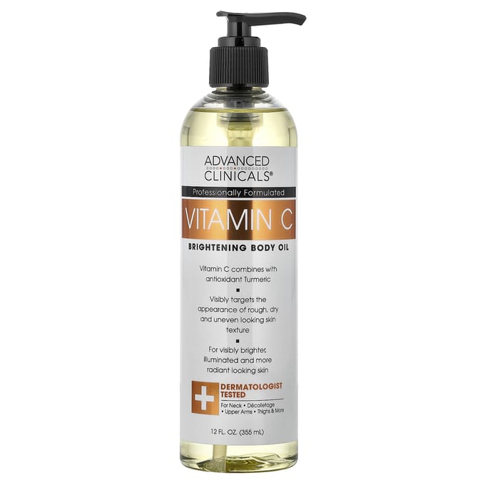 Advanced Clinicals, Vitamine C, Huile Corporelle Éclaircissante, 355 ml (12 fl oz) white