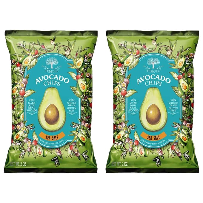 Temole Avocado Chips Zeezout Knapperige Gebakken Snack 80g (40g x 2 Pakken) blue