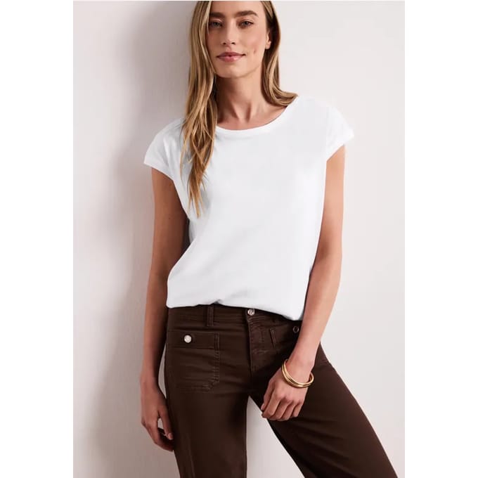 Shirt met boothals en decoratief detail