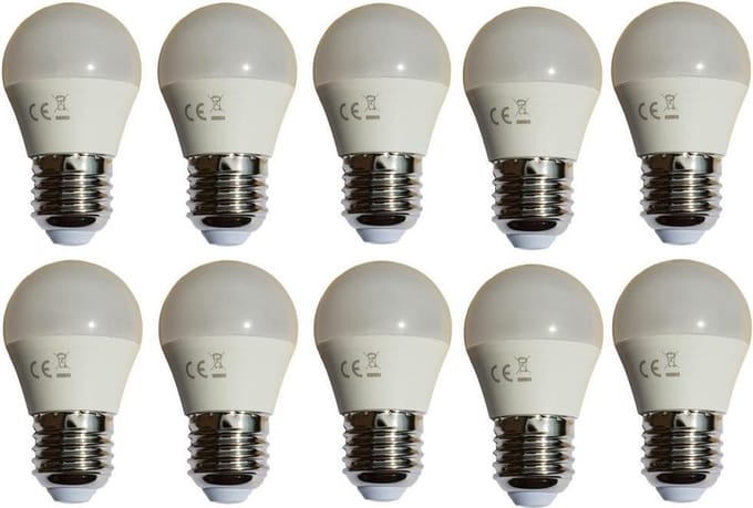 G45 kogellamp 10 stuks | E27 LED lamp 6W=50W | warmwit 3000K