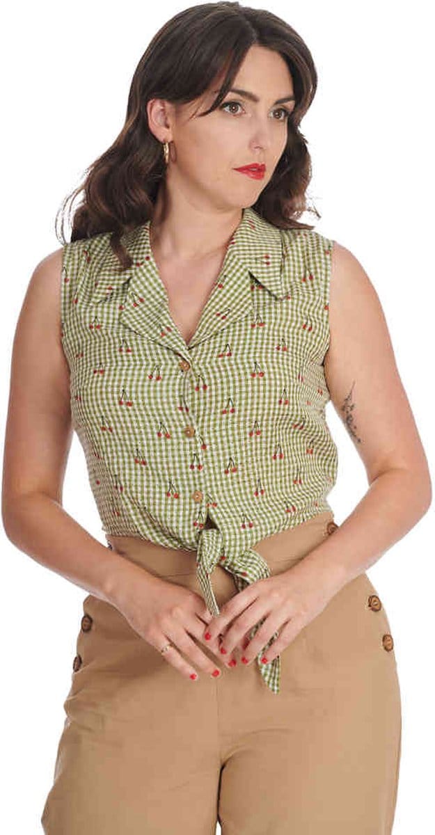 Banned - Sweet Pea Blouse - S - Groen