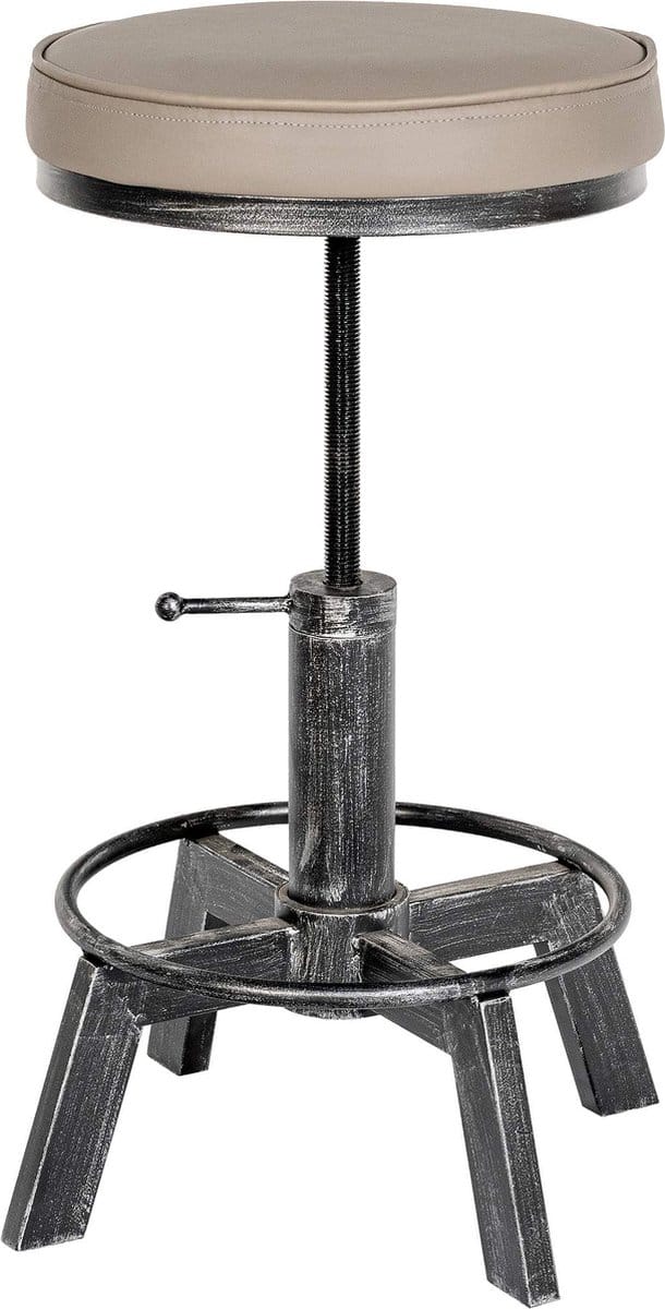 CLP Destin Hocker - Krukje - Poef - Rond - antiek zilver