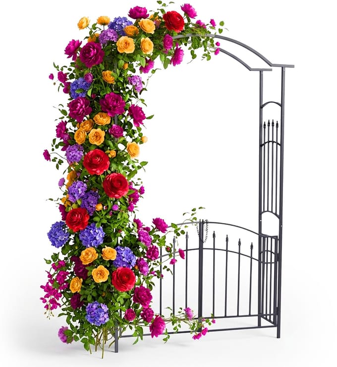 Rozenboog - zwart - 140x216x40 cm - met rankhulp
