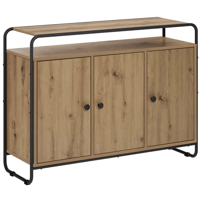 vidaXL - Dressoir - Artisanaal - eiken - 102 - x - 35 - x - 75 - cm - Bewerkt - hout
