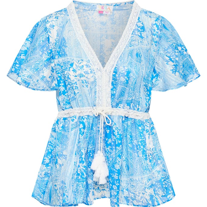 IZIA Blouse Dames blauw wit